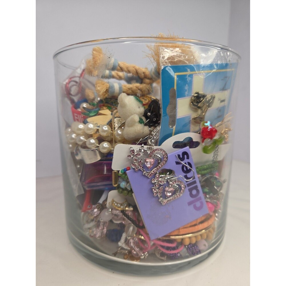 Huge 3 LB Kid Friendly Costume Jewelry Jar Grab Bag Charms, Sunglasses, Trinkets